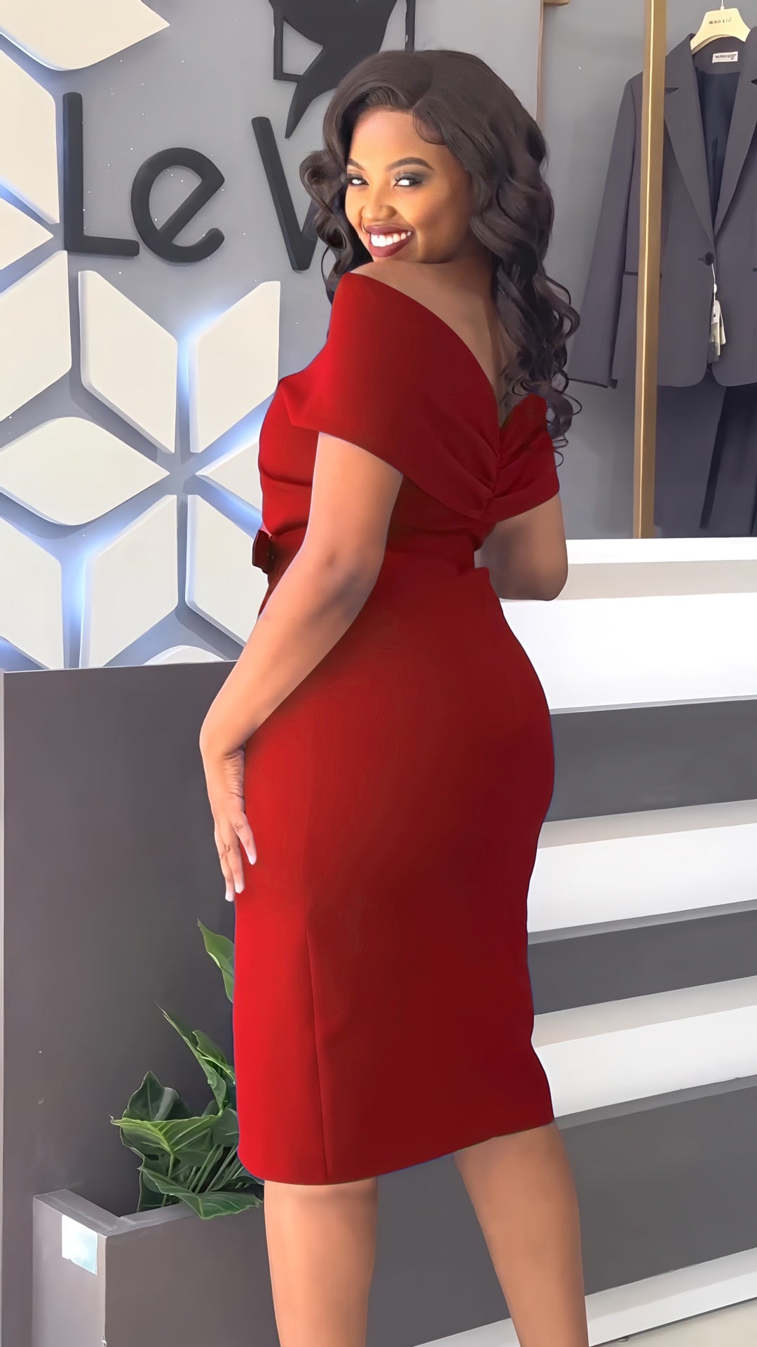 Summer Midi Dress for Women 2023 Off Shoulder Package Hip Slit Gown Slim Wear Formal Occasion Elegant Party Robe with Belt