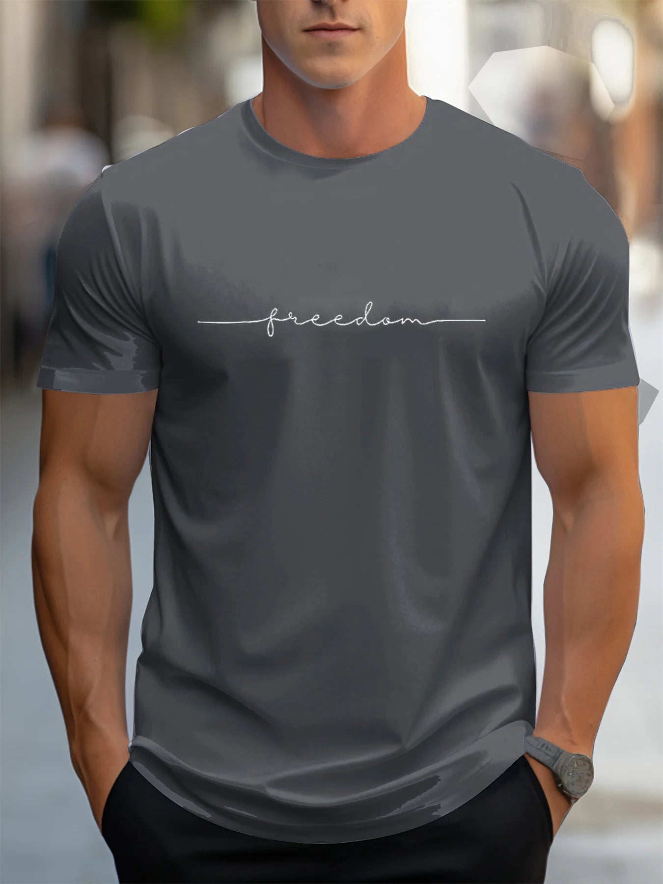 Men's 100% cotton summer fashionable casual loose plus size freedom graphic printed sport top