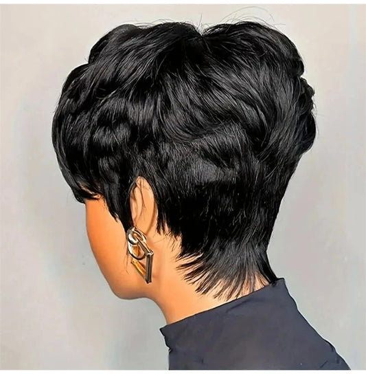 Short Pixie Cut Straight Human Hair Wig Remy Hair Human Hair Pixie Cut Wigs Machine