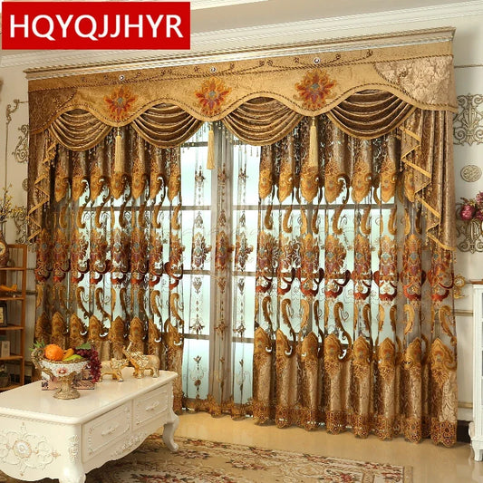 Royal aristocratic high-end custom embroidery curtains for Living Room European luxury villa curtains for Bedroom/Kitchen