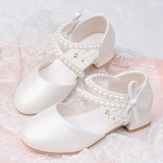 Spring Summer Girl Princess Shoes Pearl Bowknot Children Party