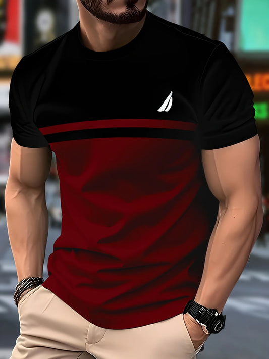 Men'S Novelty 3D Crew Neck T-Shirt,Casual Polyester Knit Fabric with Slight Stretch,,