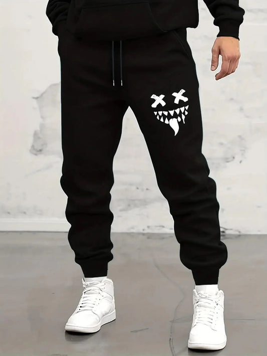 Men Casual Pants for Daily Wear with Jogging Pants Autumn Winter Men's Sweatpants Monste Smile Printed Lace-up Sweatpants