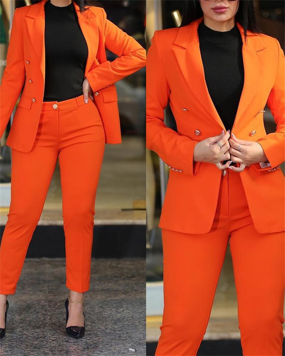 Woman's Pant Sets 2023 New in Casual Business Double Breasted Blazers Jacket Pants 2 Piece Set Elegant Formal Ladies Pant Suits
