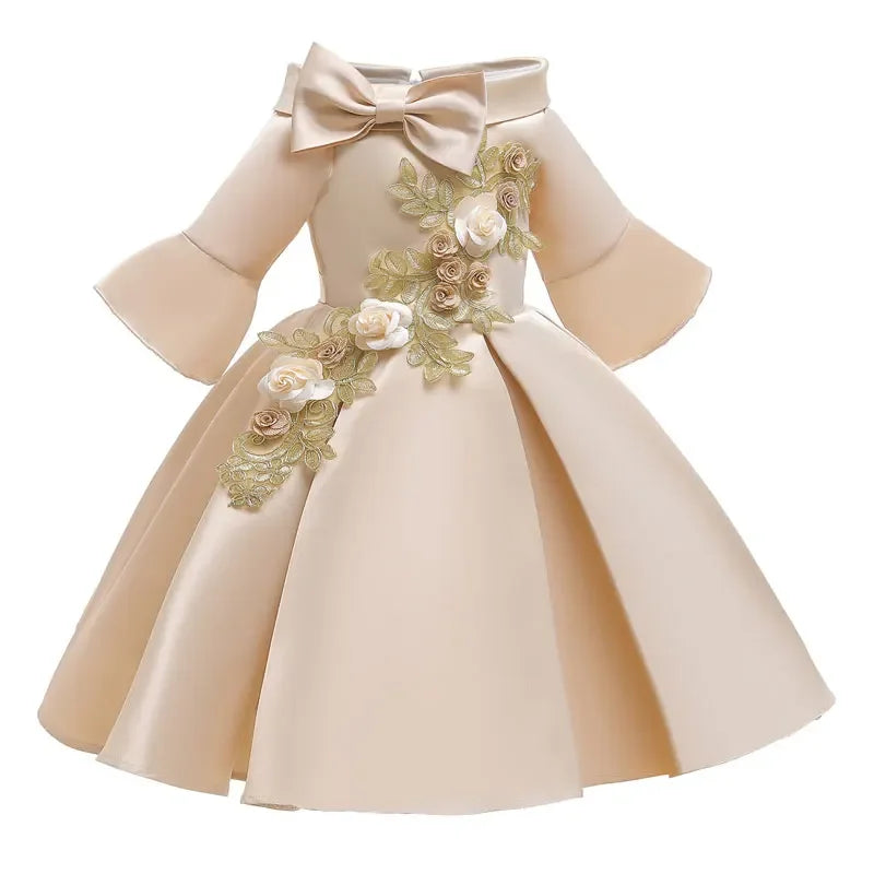 Fashion Floral Flower Girl Dresses for Weddings Solid Children Dresses princess