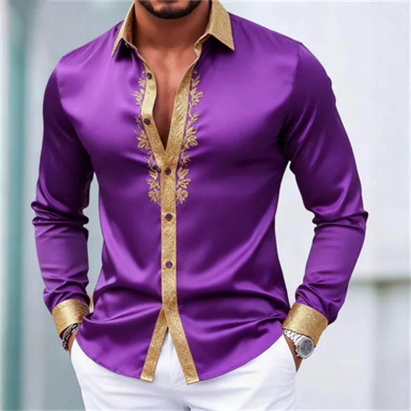New men's 3D printed long sleeved shirt with fashionable design, Harajuku casual long sleeved shirt, men's retro style