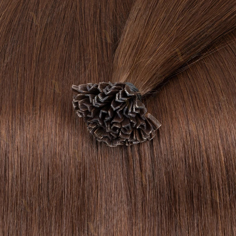 50s/Pack 50G K Tip Hair Extensions Human Hair Keratin Pre Bonded Hot Fusion Nail Tip Balayage Natural Silky Straight Extensions