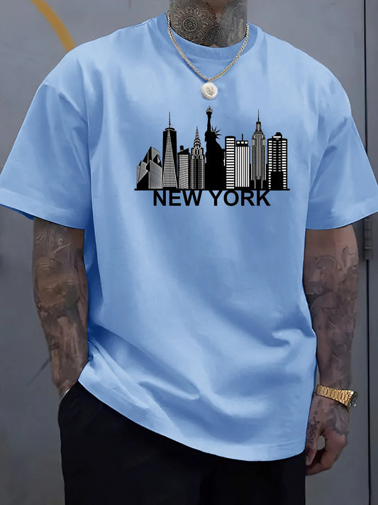 100% pure cotton men's New York city pattern printed fashionable casual sports
