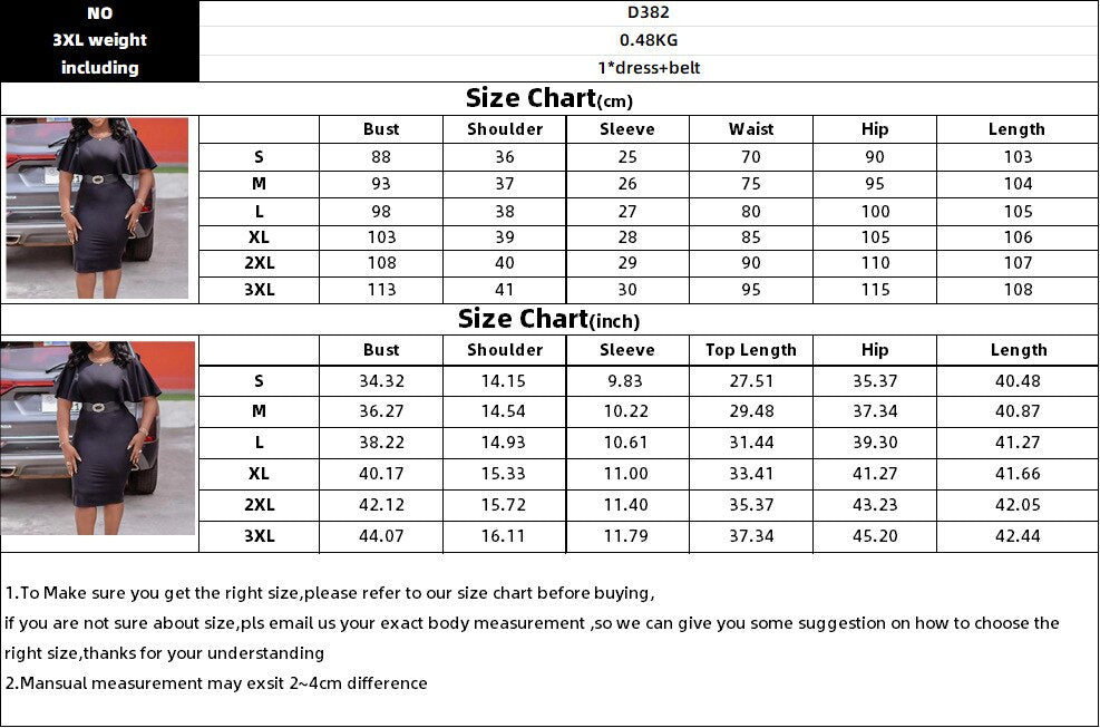 Summer Fashion Office Ladies Pencil Dress Women Elegant Solid Ruffled Short Sleeve Slim Belt Dress African Women