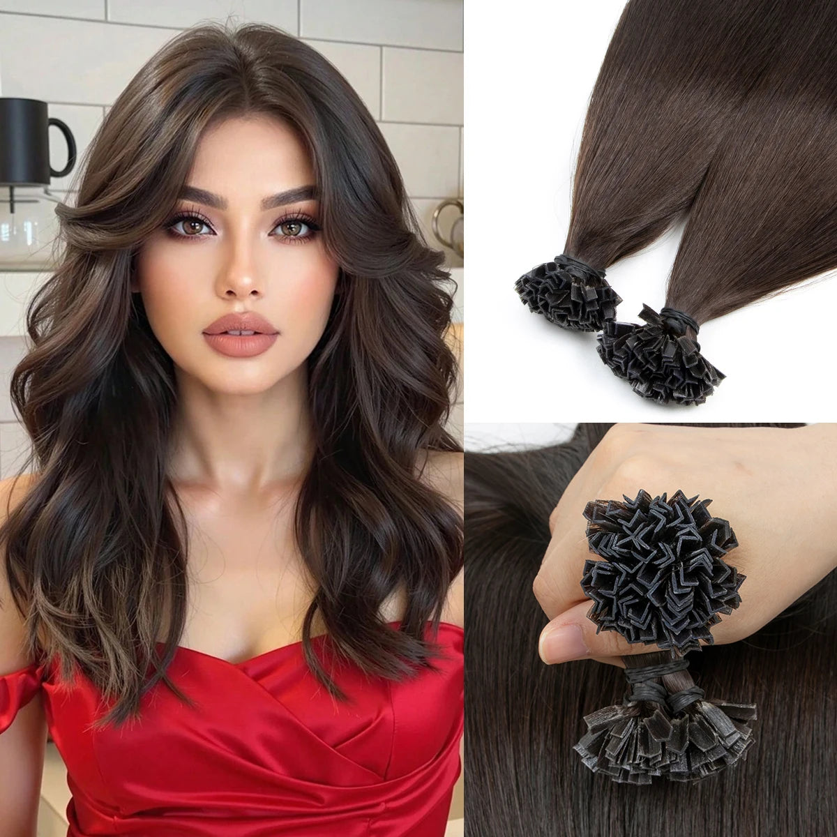 Mrs Hair Keratin Hair K Tip Hot Fusion Natural Human Hair Extensions Italy Keratin Glue Machine Remy Hair 12-22inch