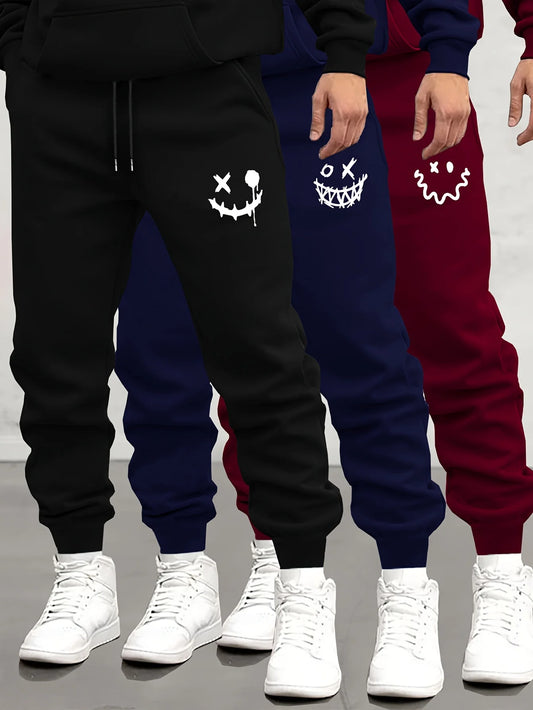 Autumn/Winter Men's Sweatpants Monster Smile Printed Lace-up Sweatpants Men Casual Pants