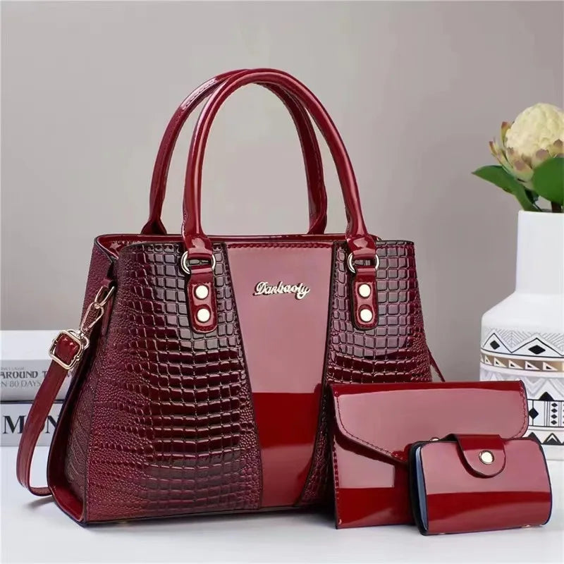 2024 Large Capacity Crocodile Patterned Crossbody Composite Bag High Quality PU Single Shoulder Tote Bags Women Fashion Handbags
