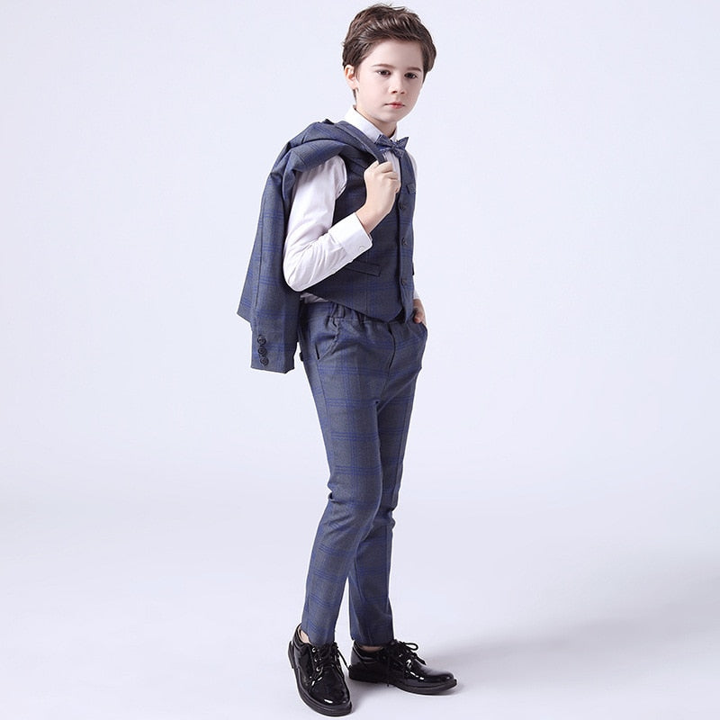 Top Quality Boys Formal Suit Ceremony Wedding Campus Student Tuxedo Dress Gentleman Kids Costume Children's Blazer Clothing Set