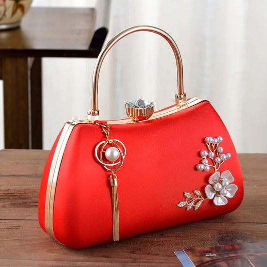 2025 New Women Handmade Flowers Clutch Handbags Wedding Evening Wallets Party Dinner Purse For Ladies 4 Colors