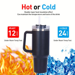 [Reusable Vacuum Tumbler] 1pc 40oz Tumbler With Handle Straw Lid, ReusableSteep