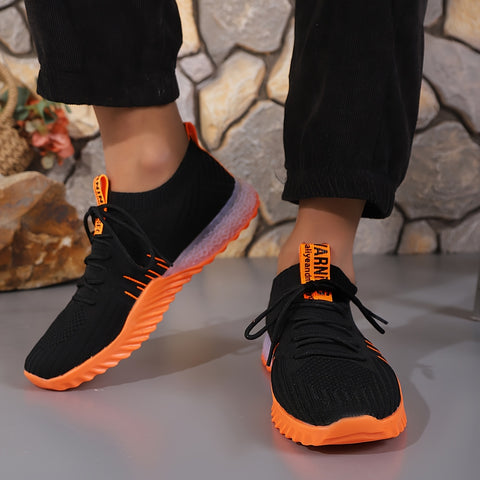 [Couple's Striped Sports Shoes] Breathable Couple's Striped Low Top Lace Up Casual Sports Shoes | EVA and Fabric Insole, Rubber and Plastic Sole, with Random Logo Letter Cutting, for Spring