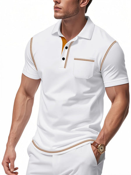 Men's Full Size Contrast Stitching Short Sleeve Top Plus Size