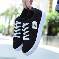 Women'S Casual Round Toe Solid Color Canvas Shoes, Small White,