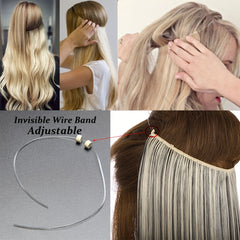 Hair Extensions Invisible Hair Extensions Secret Hidden Wire Long Curly Hair Pieces For Women Synthetic Halloween Christmas