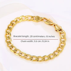 2pcs 2-Piece Men's 18K Gold Plated Necklace & Bracelet Set