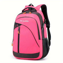 Bright Pink Casual Sports Backpack - Trendy Large Capacity Adjustable Travel Bag with Multiple Compartments, Durable Oxford Material, Perfect for Outdoor Adventures & Daily Use