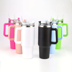 [Reusable Vacuum Tumbler] 1pc 40oz Tumbler With Handle Straw Lid, ReusableSteep