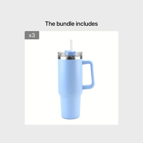 [Reusable Vacuum Tumbler] 1pc 40oz Tumbler With Handle Straw Lid, ReusableSteep
