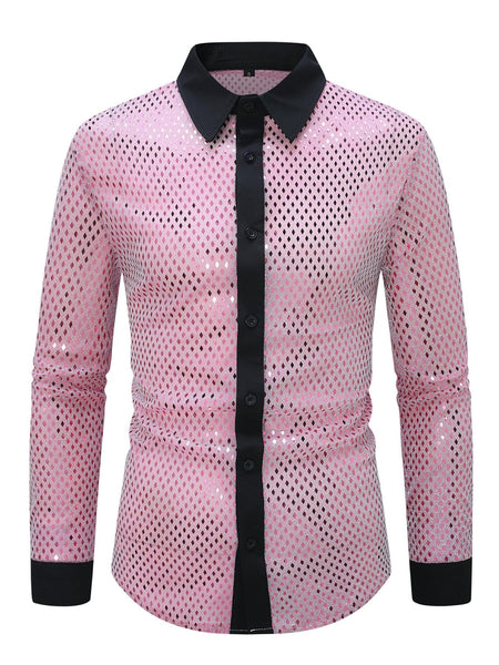 Men's Full Size Openwork Long Sleeve Shirt Plus Size