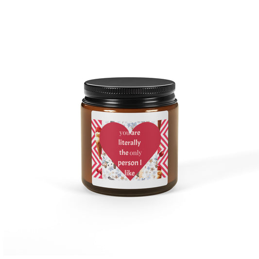 Valentine's Gift Scented Soy Candle - Amber Jar with Heart Design