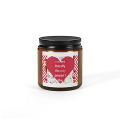 Valentine's Gift Scented Soy Candle - Amber Jar with Heart Design