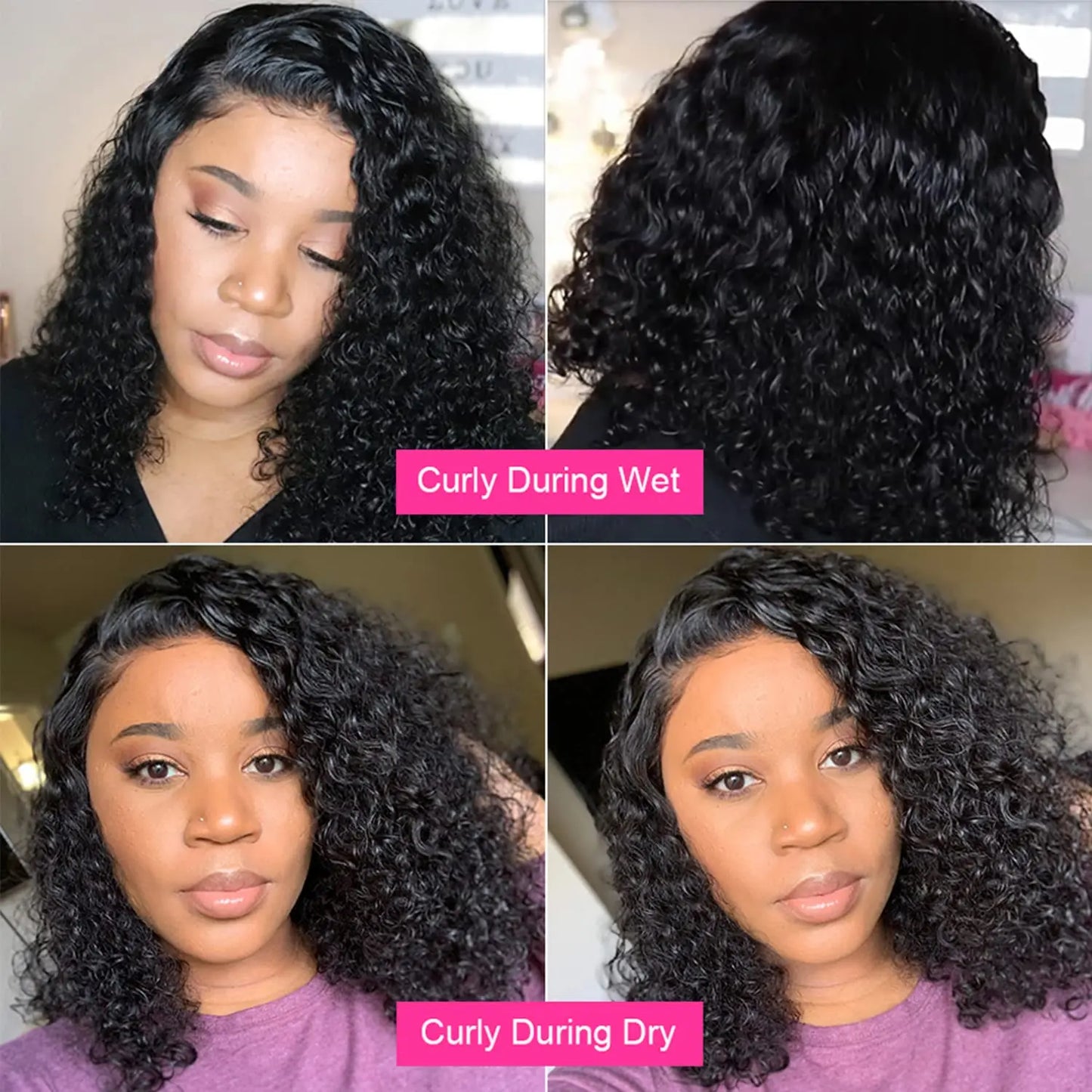 Jerry Curly Lace Front Short Bob Glueless Wigs Human Hair 4x4 Closure Wigs Pre Cut Lace Ready to Wear 13x4 Front Wigs For Women