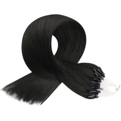 LaaVoo Micro Link Human Hair Extensions 100% Real Natural Straight Brazilian Human Hair Pre-Bonded 50G&100G Remy Micro Ring Hair