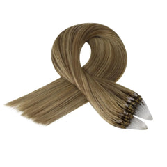 LaaVoo Micro Link Human Hair Extensions 100% Real Natural Straight Brazilian Human Hair Pre-Bonded 50G&100G Remy Micro Ring Hair