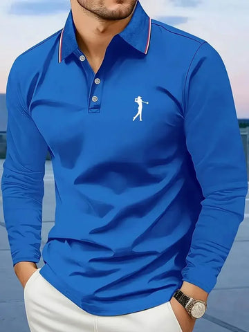 Breathable Men's Casual Long Sleeve Polo Shirt