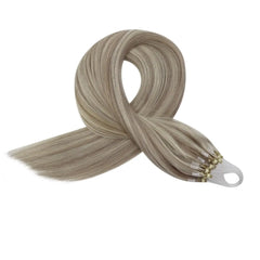 LaaVoo Micro Link Human Hair Extensions 100% Real Natural Straight Brazilian Human Hair Pre-Bonded 50G&100G Remy Micro Ring Hair