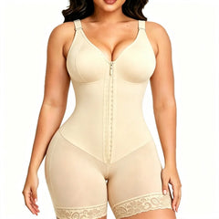 Women's Colombian Bodysuit Shapewear – Plus Size Tummy Control with Adjustable Front Zipper, Lifts Hips & Shapes Waist, Breathable & Comfortable for All-Day Wear