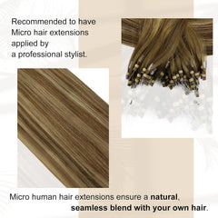 LaaVoo Micro Link Human Hair Extensions 100% Real Natural Straight Brazilian Human Hair Pre-Bonded 50G&100G Remy Micro Ring Hair