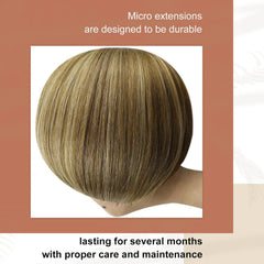 LaaVoo Micro Link Human Hair Extensions 100% Real Natural Straight Brazilian Human Hair Pre-Bonded 50G&100G Remy Micro Ring Hair