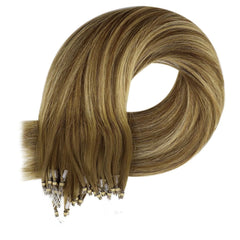 LaaVoo Micro Link Human Hair Extensions 100% Real Natural Straight Brazilian Human Hair Pre-Bonded 50G&100G Remy Micro Ring Hair