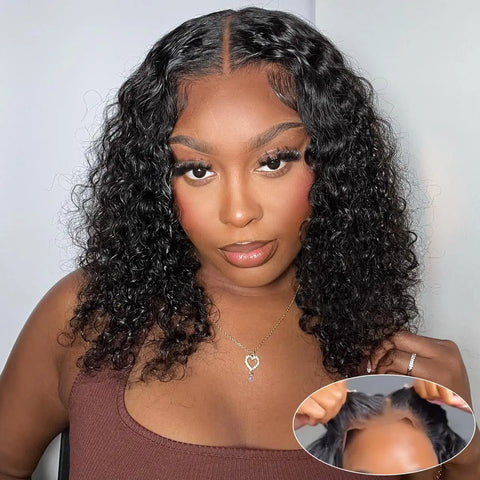 Jerry Curly Lace Front Short Bob Glueless Wigs Human Hair 4x4 Closure Wigs Pre Cut Lace Ready to Wear 13x4 Front Wigs For Women