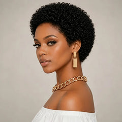 Afro Kinky Curly Short Pixie Cut Wig Human Hair Wigs for Change in Style Women's Machine Made