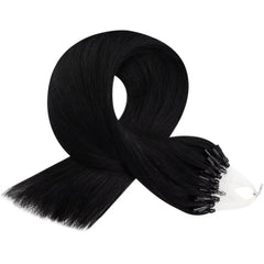 LaaVoo Micro Link Human Hair Extensions 100% Real Natural Straight Brazilian Human Hair Pre-Bonded 50G&100G Remy Micro Ring Hair