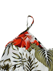 Women's Lace Patchwork Tropical Print Long Cami Dress, Elegant