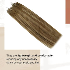 LaaVoo Micro Link Human Hair Extensions 100% Real Natural Straight Brazilian Human Hair Pre-Bonded 50G&100G Remy Micro Ring Hair