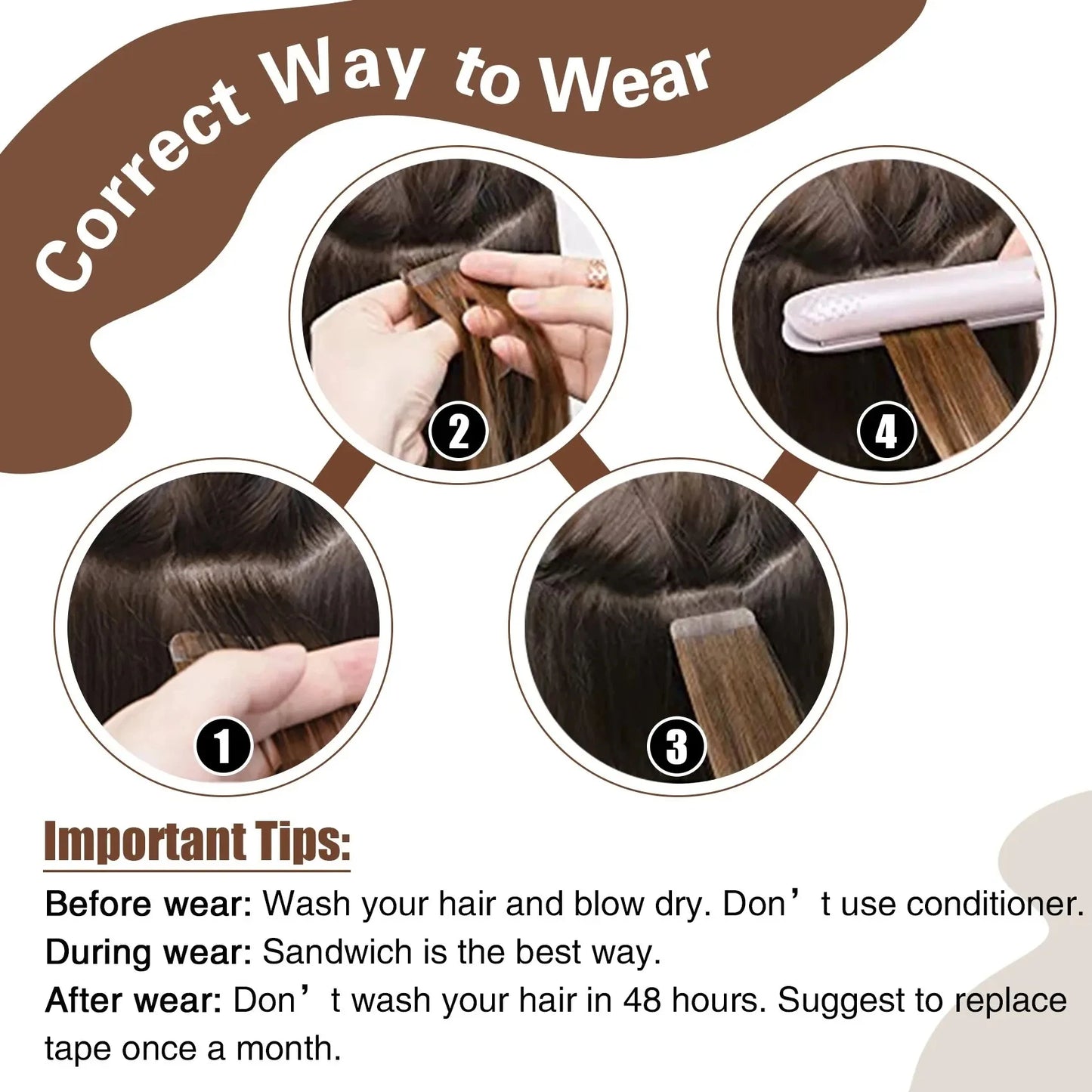 Tape in Hair Extensions Human Hair Seamless Tape in Hair Extensions Invisible Tape ins Virgin Remy Human Hair 50g/pack