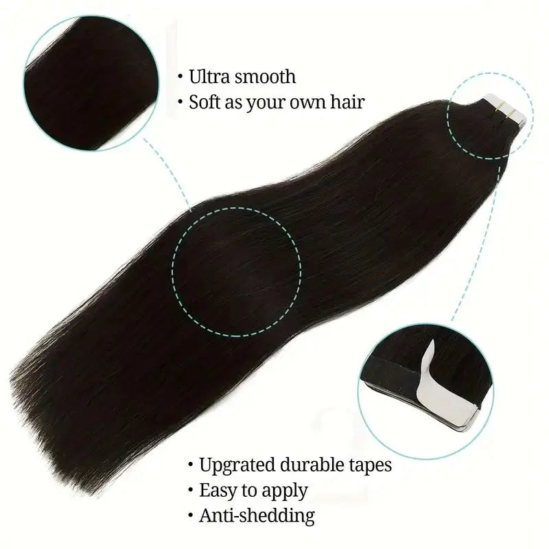 Tape in Hair Extensions Natural Human Hair Brazilian Origina Hair 100% Real Human Hair Extensions 20 Pcs Straight for Women