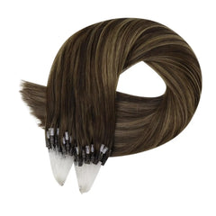 LaaVoo Micro Link Human Hair Extensions 100% Real Natural Straight Brazilian Human Hair Pre-Bonded 50G&100G Remy Micro Ring Hair