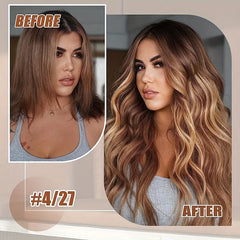 Alimice #4/27 Highlight Brown Blonde Tape In Extensions Human Hair Extensions 20pcs 50g Tape In Real Human Hair