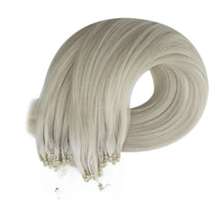 LaaVoo Micro Link Human Hair Extensions 100% Real Natural Straight Brazilian Human Hair Pre-Bonded 50G&100G Remy Micro Ring Hair