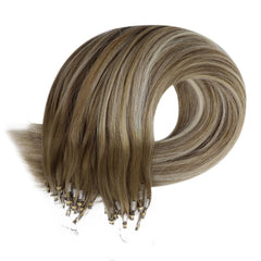 LaaVoo Micro Link Human Hair Extensions 100% Real Natural Straight Brazilian Human Hair Pre-Bonded 50G&100G Remy Micro Ring Hair